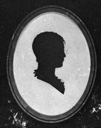 Silhouette image from negative ordered by Martha (Josselyn) DeVoe from a professional photographer, now in possession of Howard DeVoe