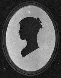 Silhouette image from negative ordered by Martha (Josselyn) DeVoe from a professional photographer, now in possession of Howard DeVoe