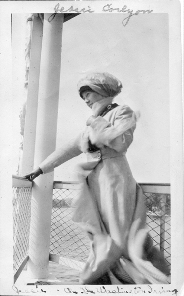 Jessie Corlyon on Hudson River cruise, June 1913 (from notation on adjacent photo in photo album).  Scanned at home of Linda (Funk) Shook, 30 October 2006.