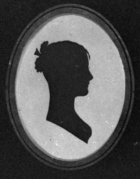 Silhouette image from negative ordered by Martha (Josselyn) DeVoe from a professional photographer, now in possession of Howard DeVoe