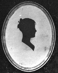 Silhouette image from negative ordered by Martha (Josselyn) DeVoe from a professional photographer, now in possession of Howard DeVoe